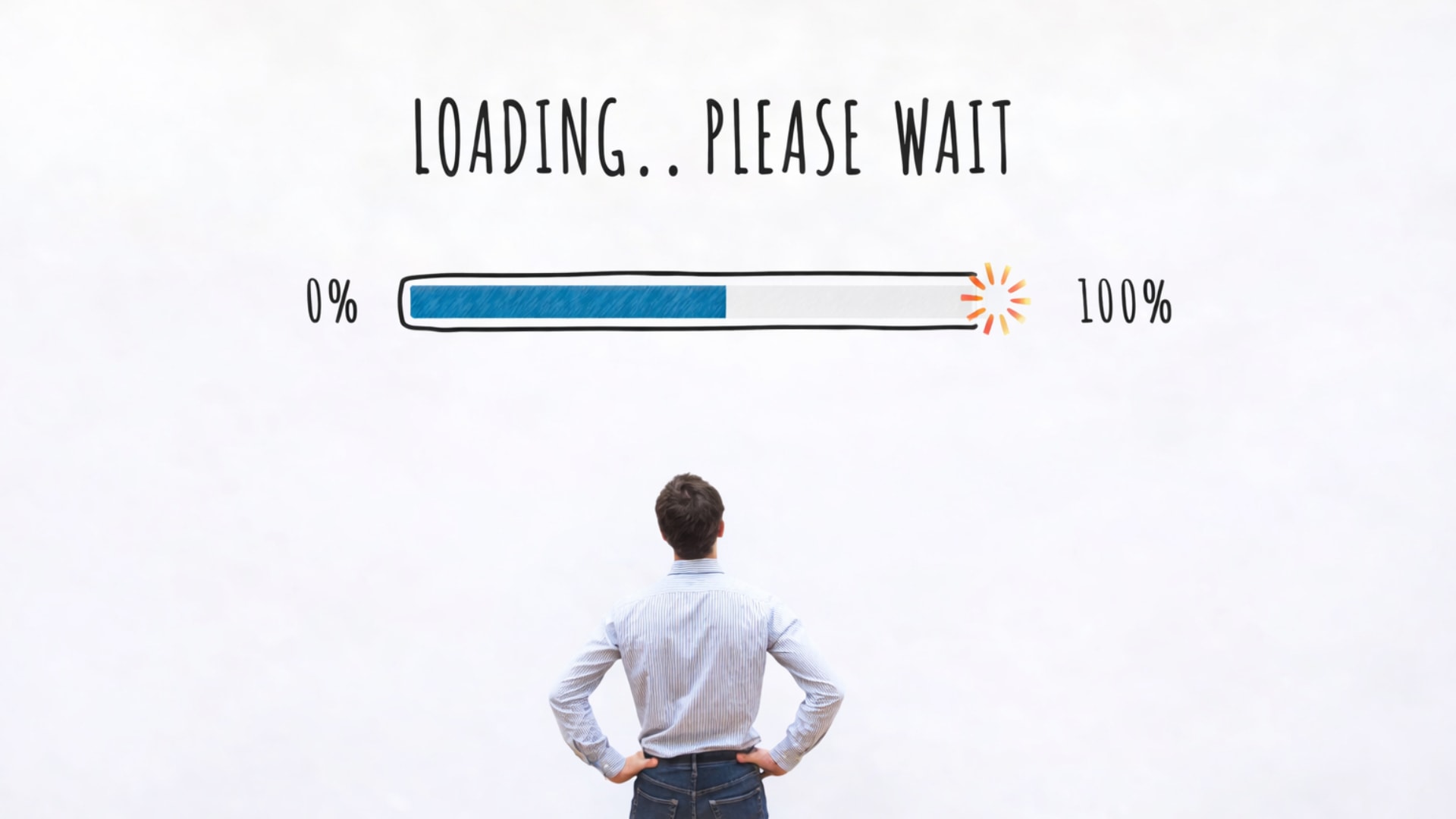 An illustration showing the frustration of slow loading website speeds